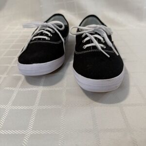 Keds Champion Women's Canvas Lace-Up Sneakers, Black, Size 7.5 XW